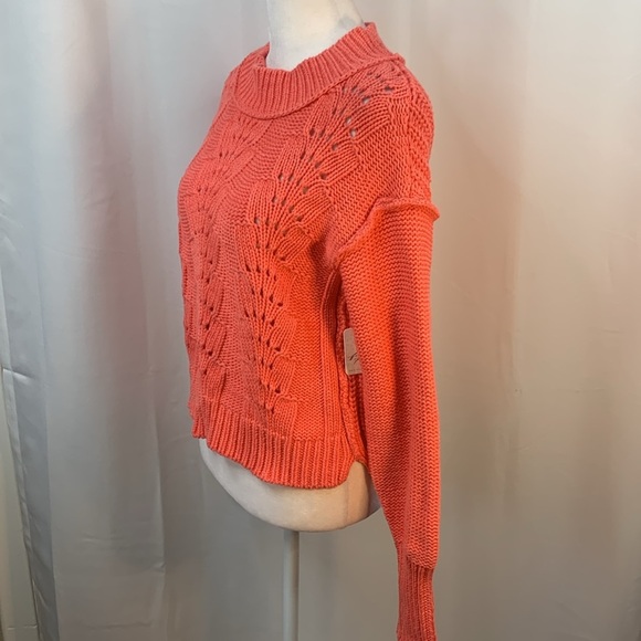 Free People Coral Cropped Sweater- NWT- XS - Picture 5 of 15